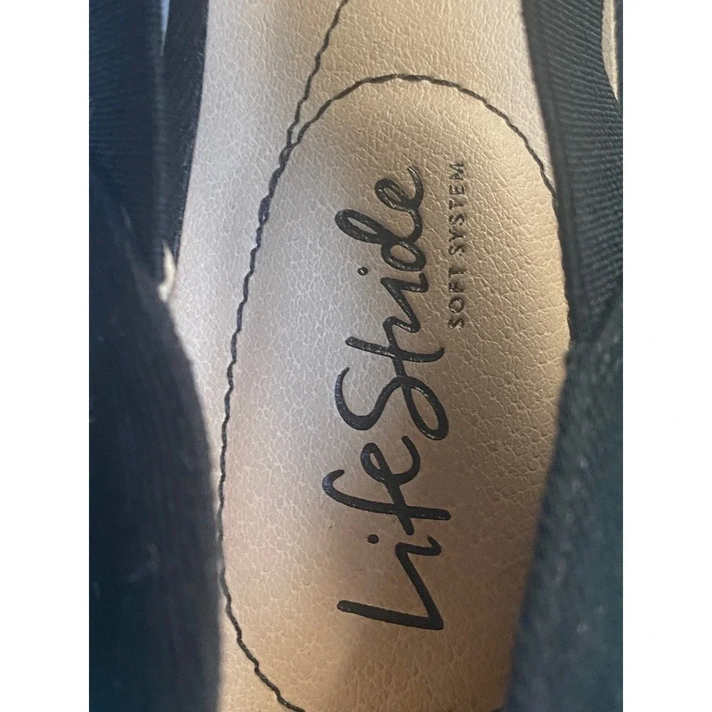 LifeStride Soft System Wedge Sandals Womens 10M Black NWOT Espadrille‎ Strappy